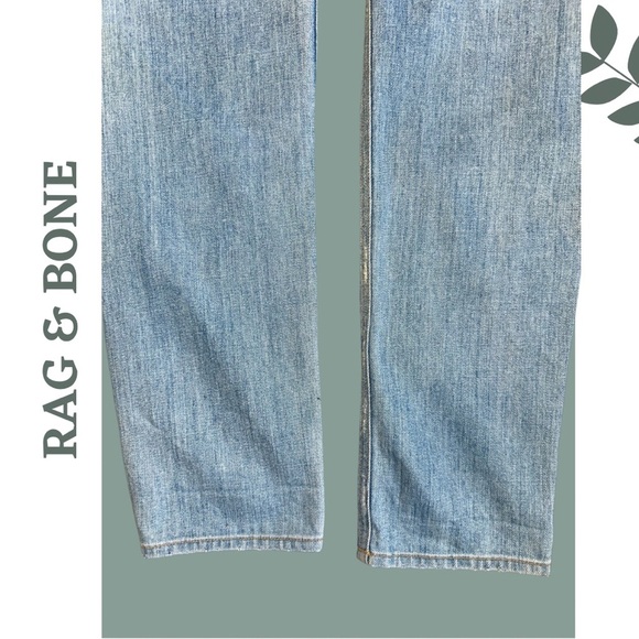Rag & Bone Upcycled Patchwork Denim Jeans Hand Embroidered Blue White Size 29 - Picture 6 of 8